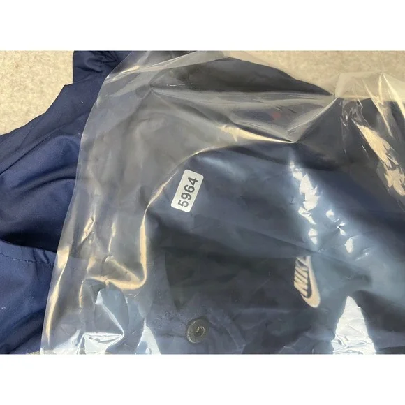 Nike Club Coaches Jacket Mens M Tall Navy Lined Snap Button Up Relaxed Skater